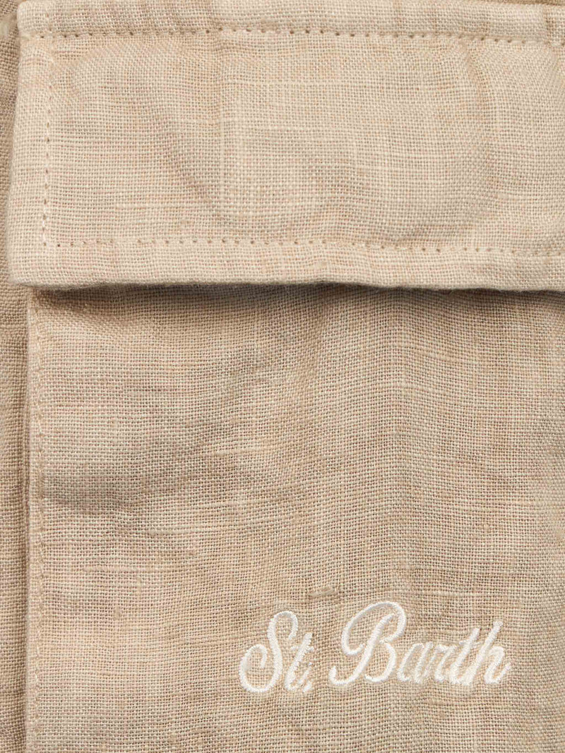 Bermuda da bambino in lino beige Marsiglia Jr