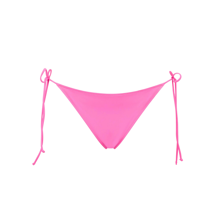 Woman fluo pink triangle bikini