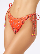 Woman swim briefs with bandanna print