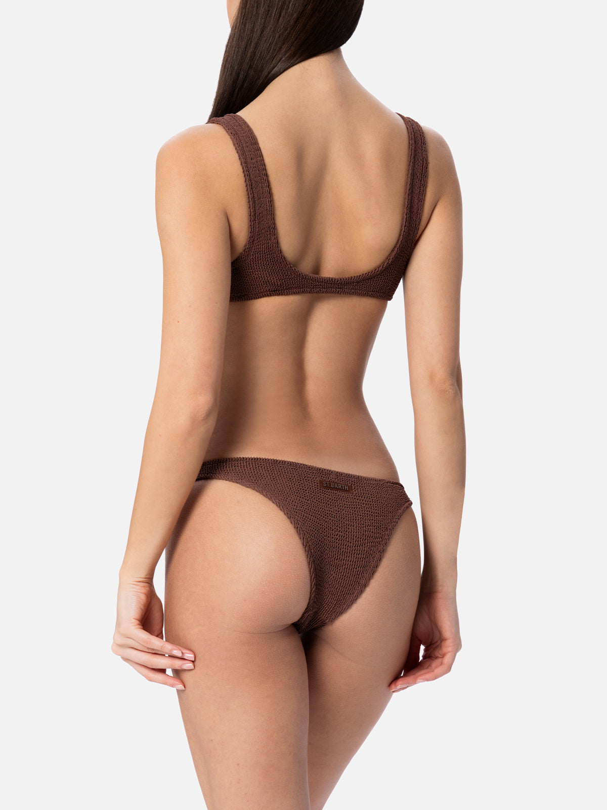 Woman brown crinkle bralette bikini Naima Naomi
