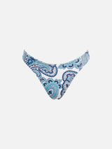 Woman cheeky swim briefs with paisley print