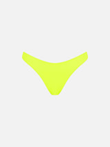 Woman fluo yellow cheeky swim briefs