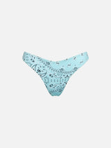 Woman cheeky swim briefs with bandanna print