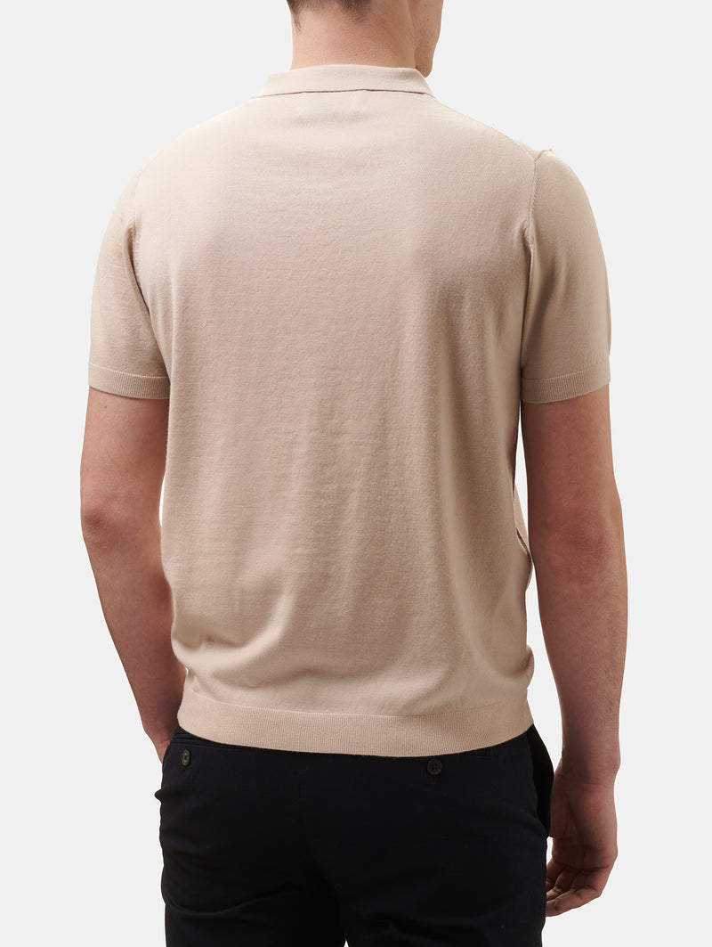 Man beige merino wool polo Owen