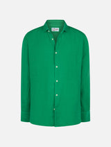 Man green linen shirt Pamplona