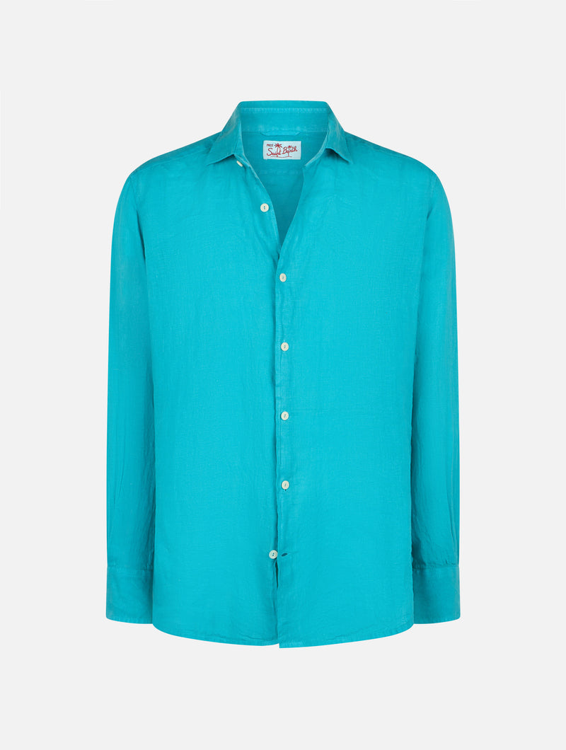 Man teal linen shirt Pamplona