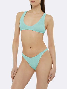 Pamy bralette tiny in tessuto crinkle verde salvia - Naomi slip mare cheeky in crinkle color verde salvia