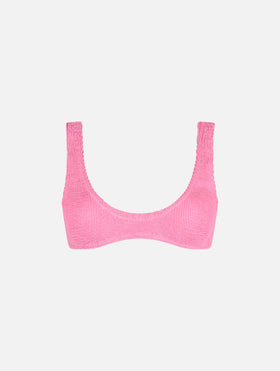 Woman pink tiny crinkle bralette Pamy