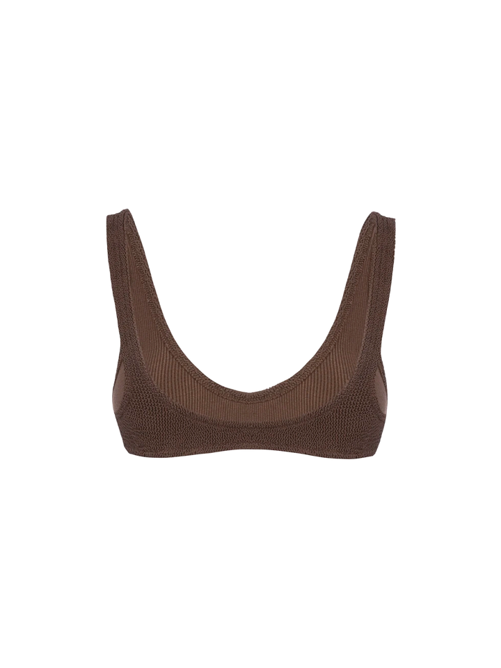 Woman brown tiny crinkle bralette Pamy