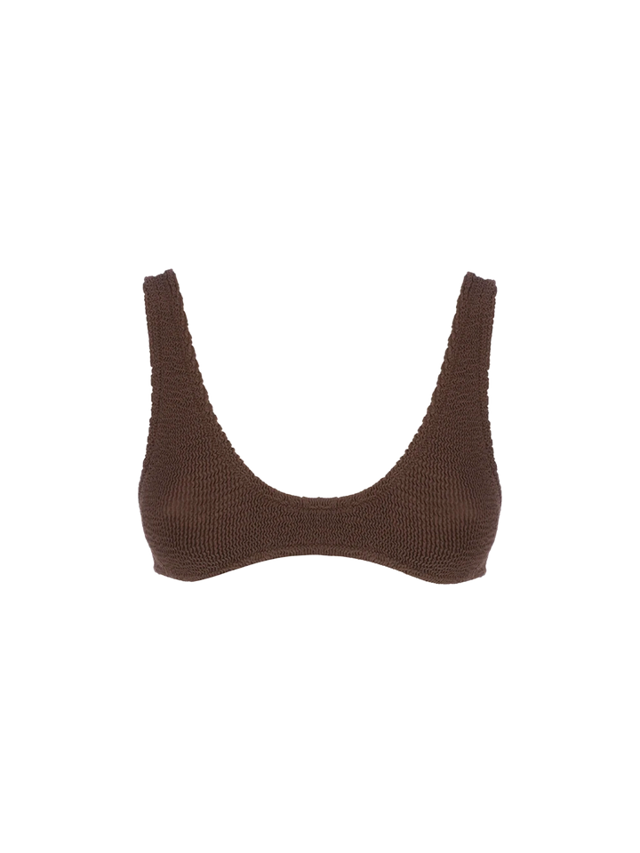 Woman brown tiny crinkle bralette Pamy