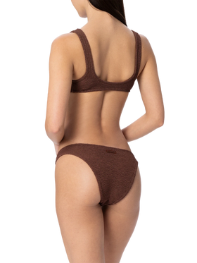 Bikini da donna a bralette marrone crinkle Pamy Elise