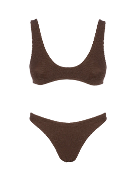 Bikini da donna a bralette marrone crinkle Pamy Elise