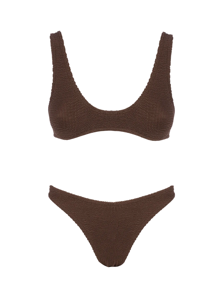 Woman brown tiny crinkle bralette bikini Pamy Elise