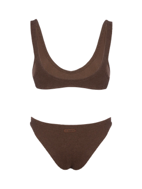 Bikini da donna a bralette marrone crinkle Pamy Elise