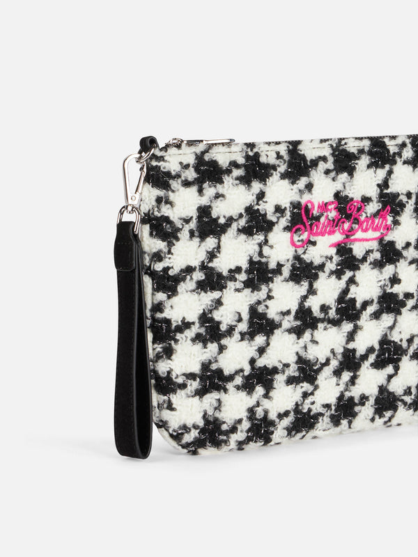 Parisienne Umhängetasche – Clutch mit Pied-de-Poule-Lurex-Muster