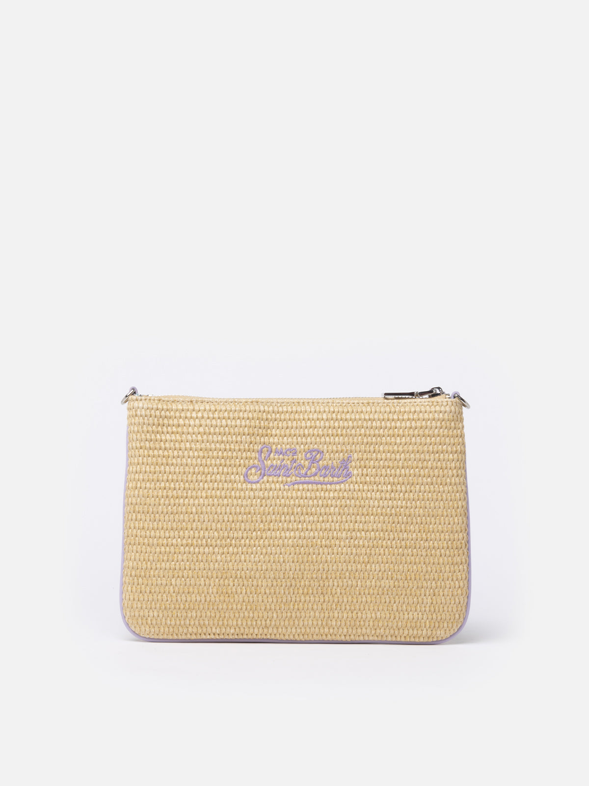 Pouch Parisienne in paglia con decorazione in strass