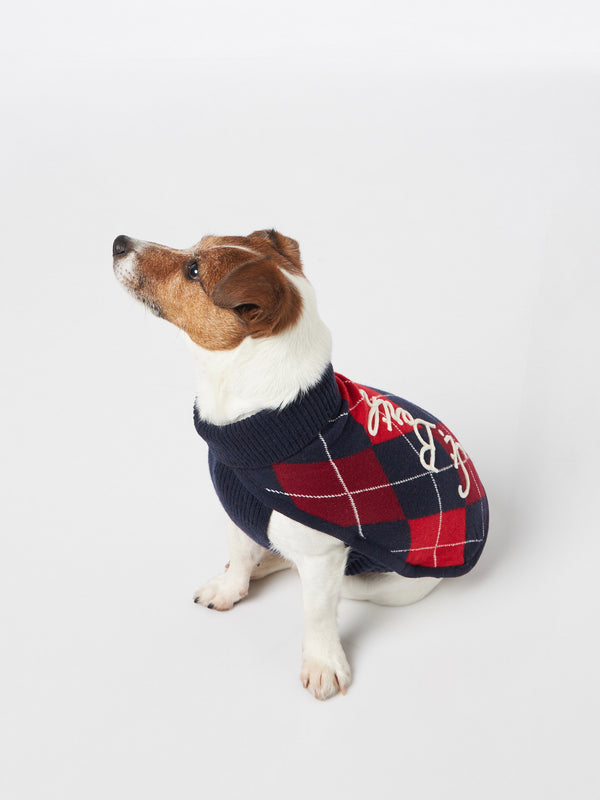 Dog sweater with argyle print