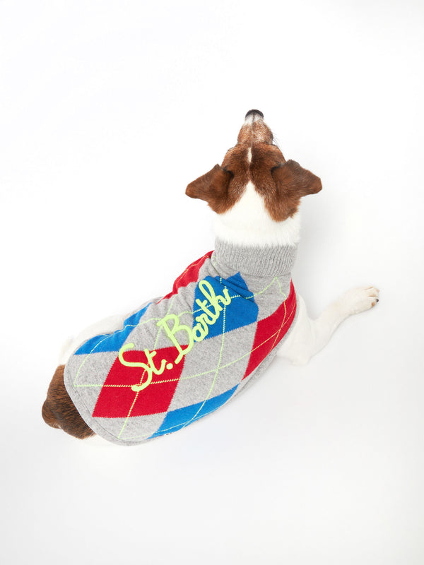 Dog sweater with argyle print