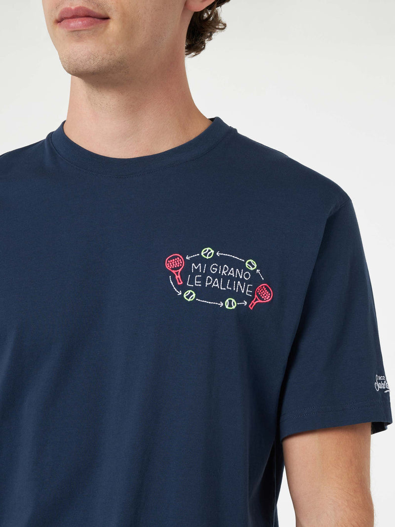 T-shirt classica da uomo in jersey di cotone Portofino con ricamo Mi girano le palline | EDIZIONE SPECIALE INSULTI LUMINOSI