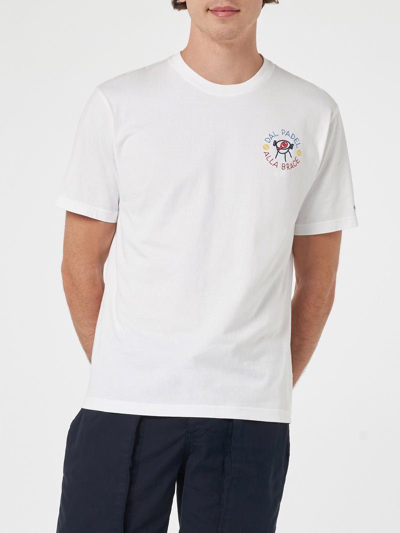 Man classic fit cotton jersey t-shirt Portofino with dal Padel alla brace embroidery | INSULTI LUMINOSI SPECIAL EDITION