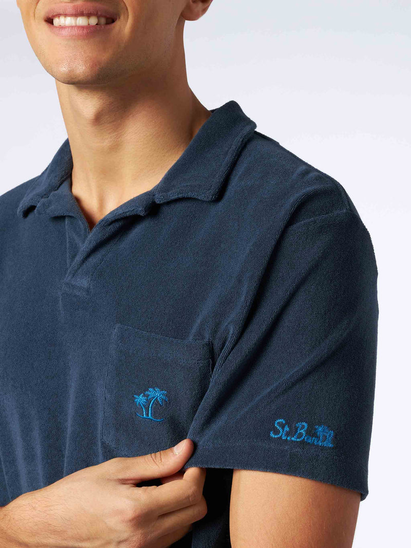 Man terry navy blue polo