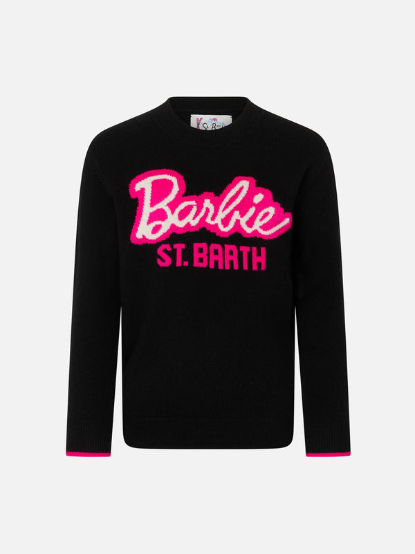 Girl crewneck black sweater with Barbie jacquard | BARBIE SPECIAL EDITION