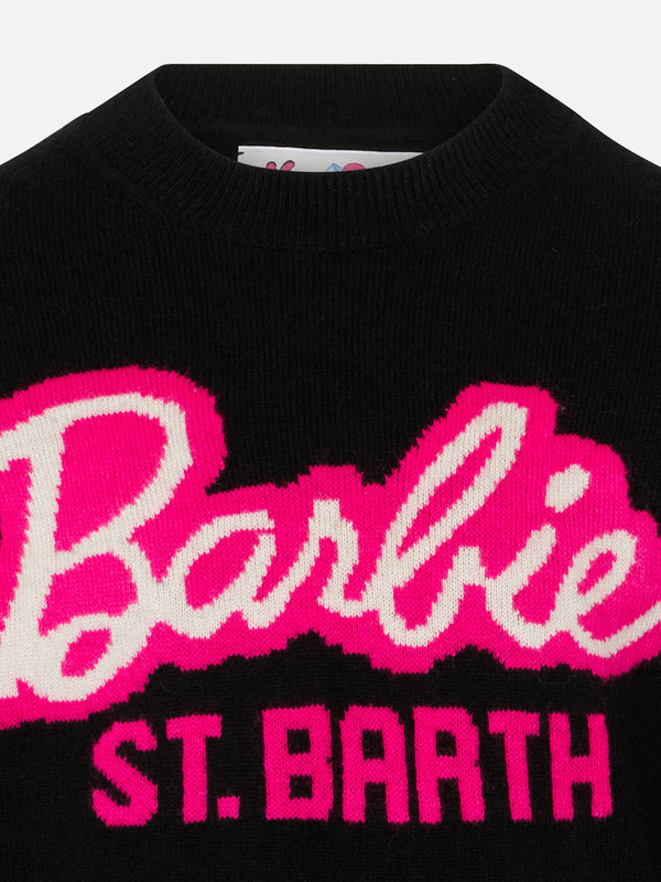 Girl crewneck black sweater with Barbie jacquard | BARBIE SPECIAL EDITION