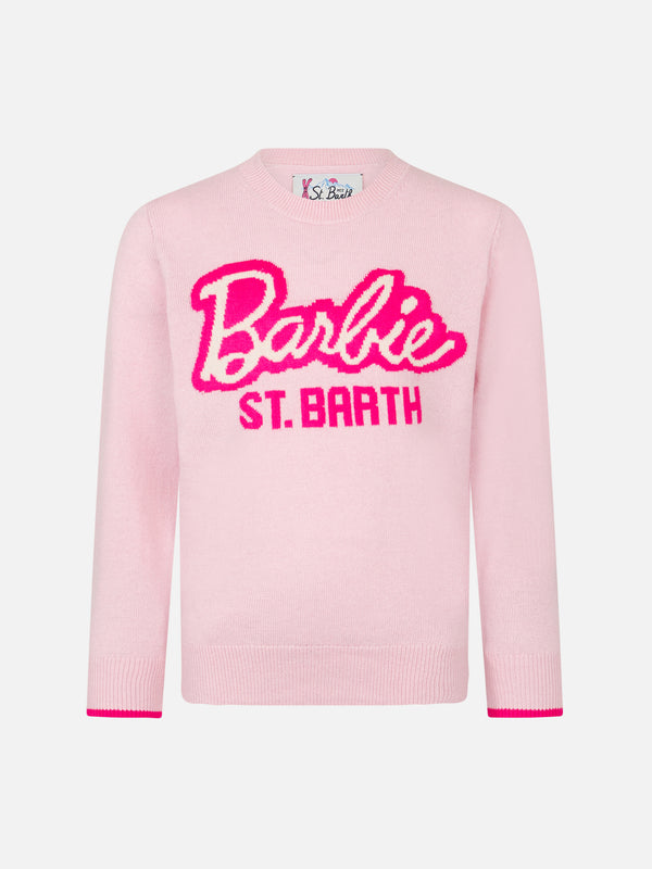 Rosa Pullover für Mädchen mit Rundhalsausschnitt und Barbie-Aufdruck | BARBIE-SONDEREDITION