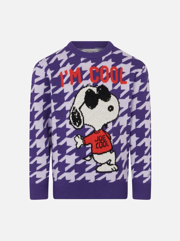 Girl crewneck pied de poule sweater with Snoopy jacquard | SNOOPY PEANUTS™ SPECIAL EDITION