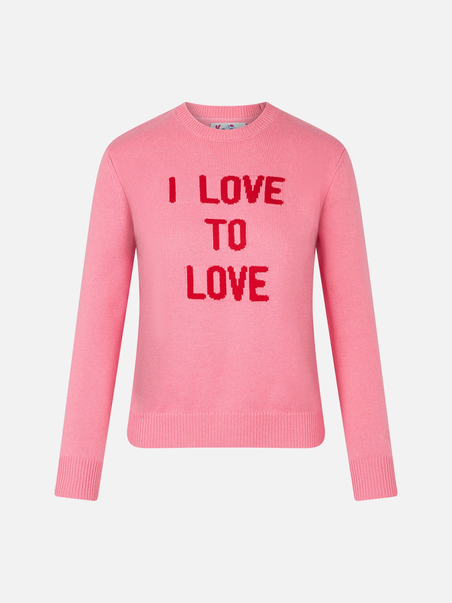 Maglione da donna girocollo rosa stampa I love to Love | EDIZIONE SPECIALE DI NIKI DJ