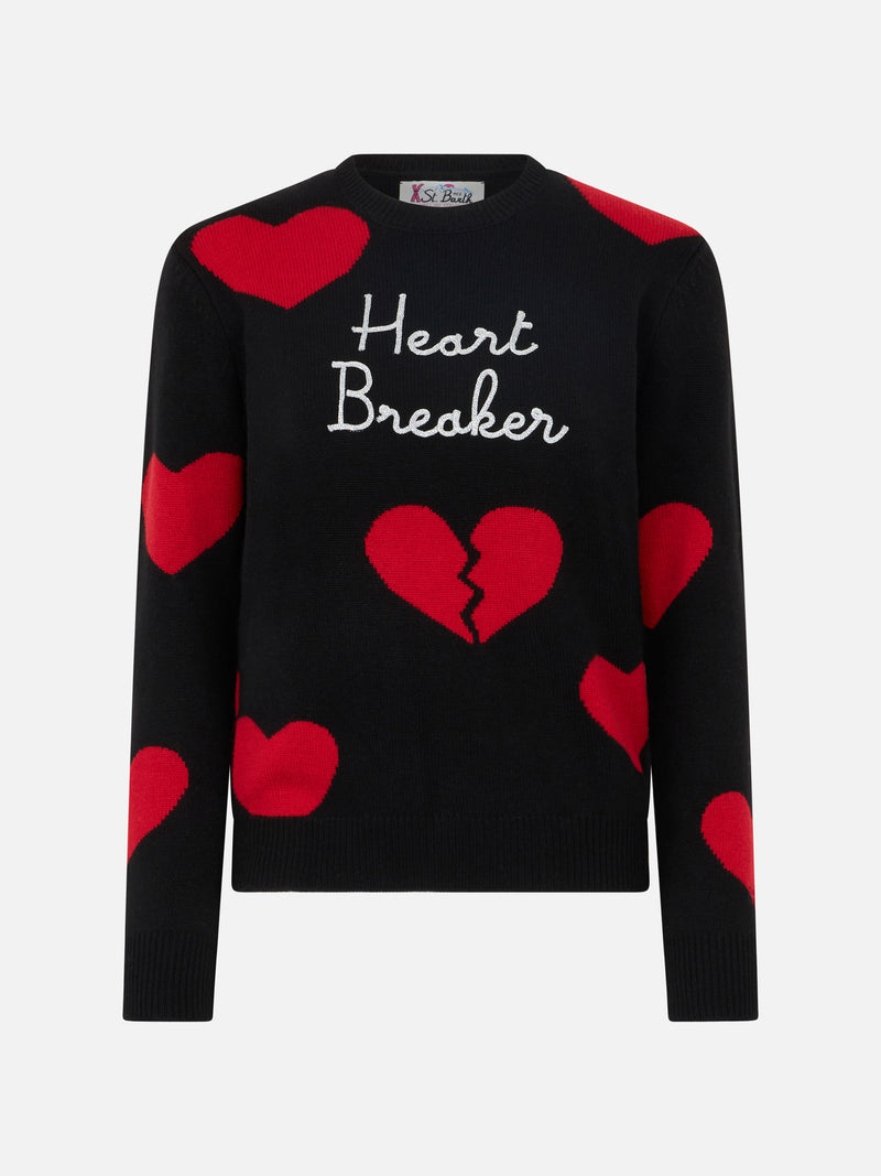 Maglia da donna girocollo con ricamo Heart Breaker