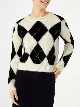 Woman brushed cropped sweater with argyle pattern - MC2 Saint Barth