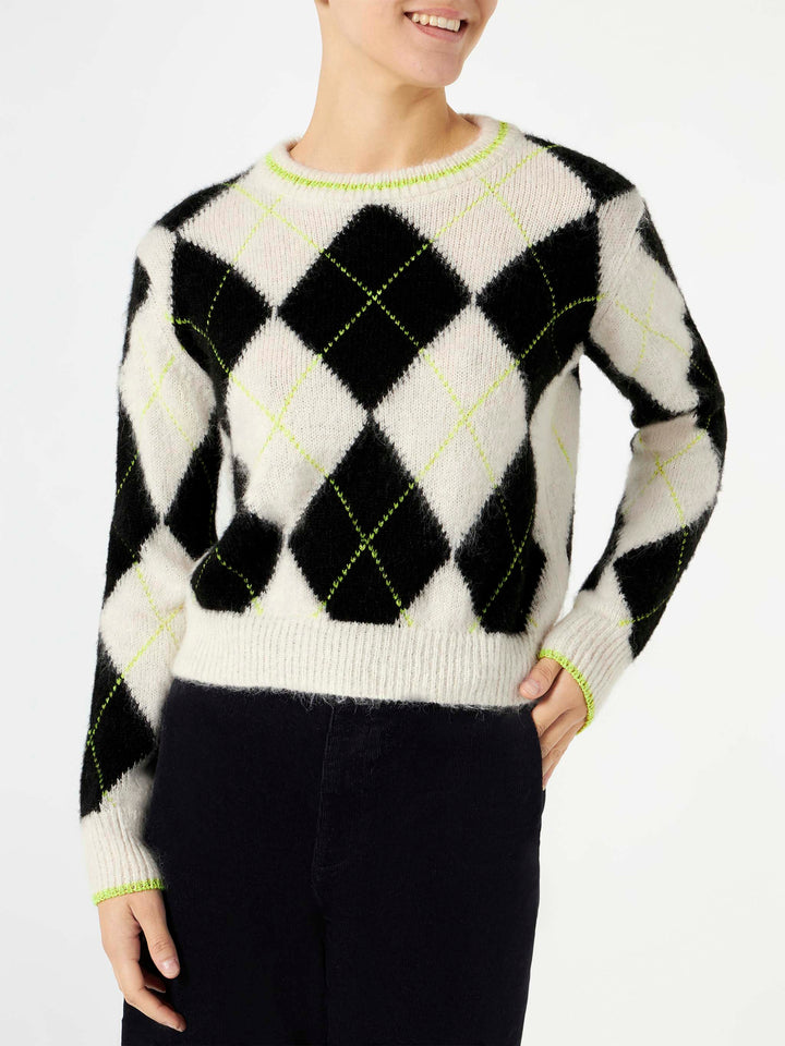 Woman brushed cropped sweater with argyle pattern - MC2 Saint Barth