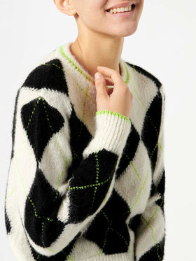 Woman brushed cropped sweater with argyle pattern - MC2 Saint Barth