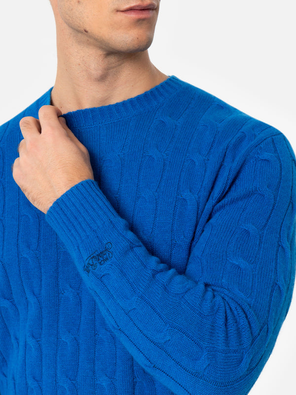 Maglione girocollo in misto cashmere bluette da uomo Regent