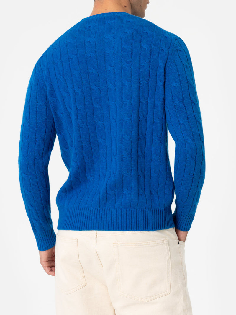 Maglione girocollo in misto cashmere bluette da uomo Regent