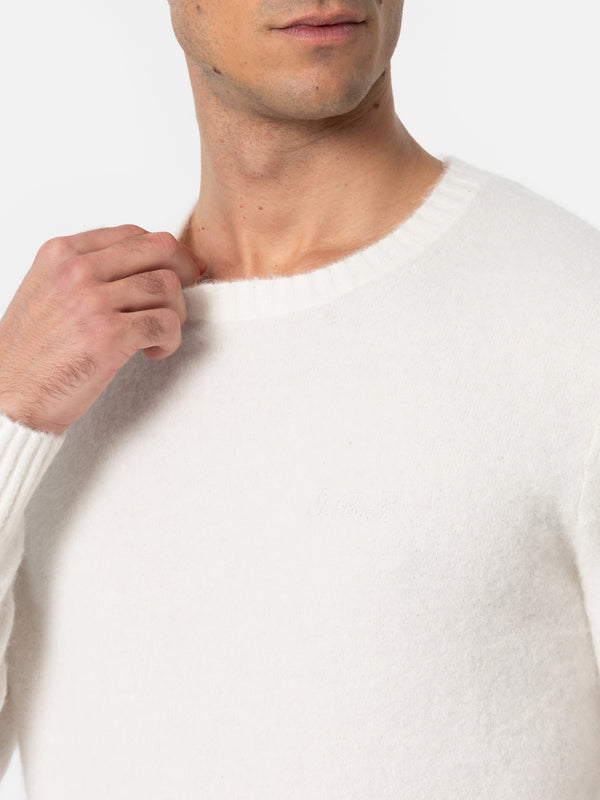 Maglione bianco da uomo girocollo elasticizzato Regent