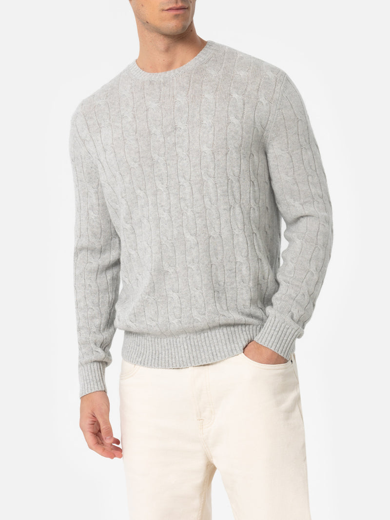 Man cashmere blend tricot light grey sweater Regent