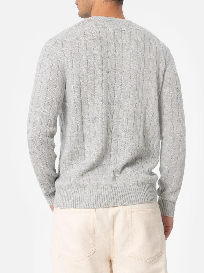 Man cashmere blend tricot light grey sweater Regent