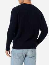 Man navy blue cashmere blend tricot sweater Regent