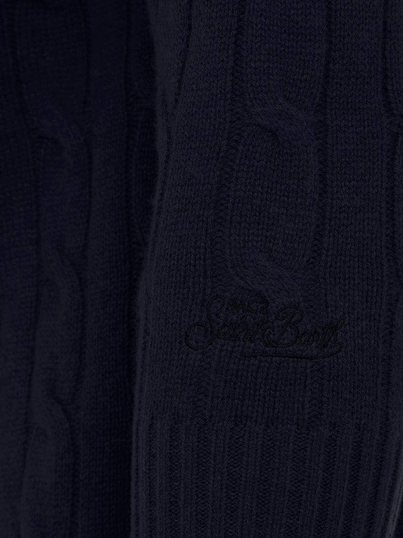 Maglione girocollo blu navy in misto cashmere da uomo Regent