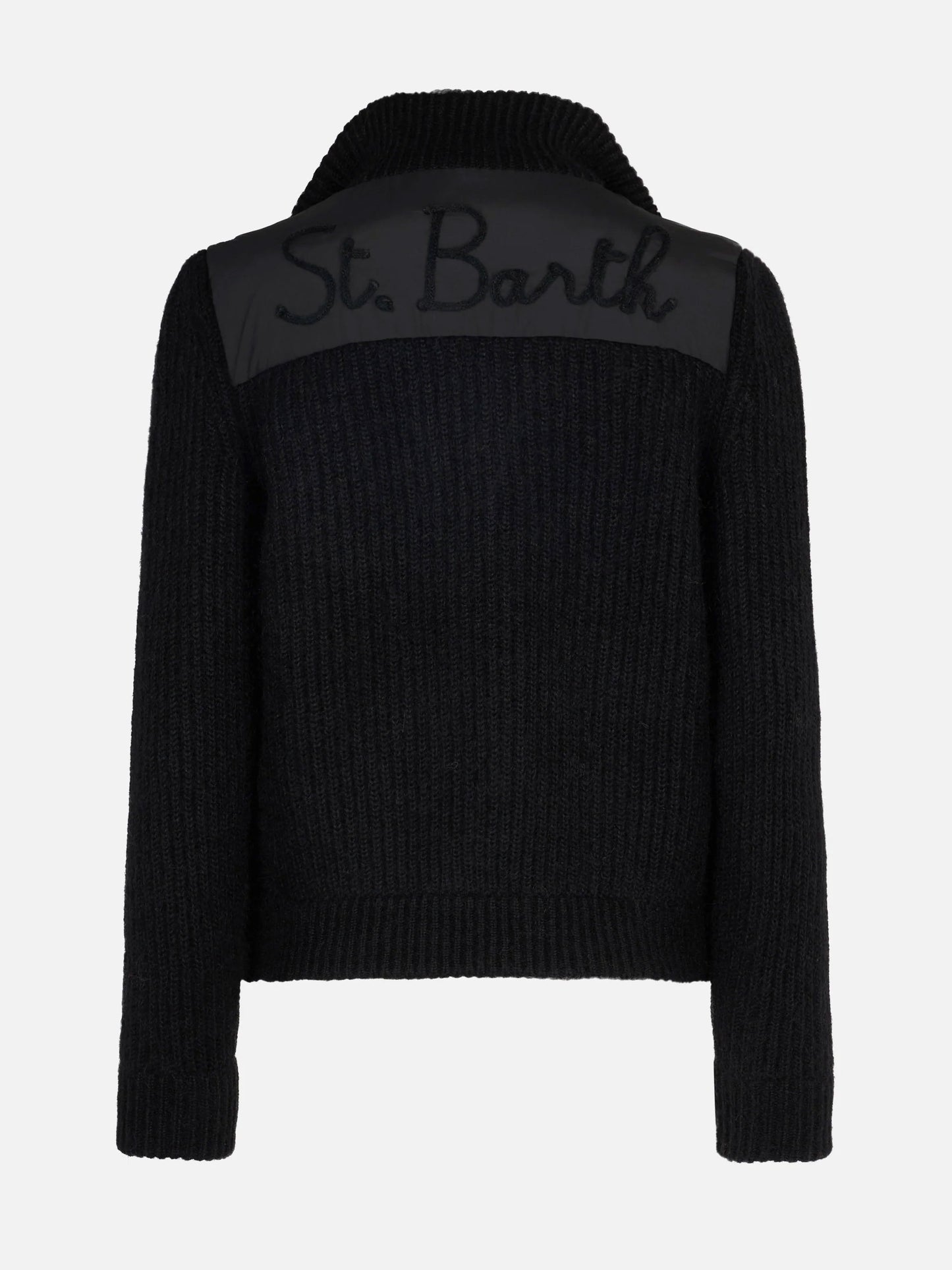 Woman  padded jacket with knitted sleeves