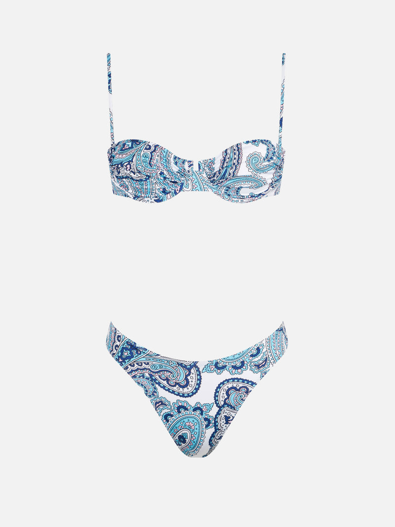 Bikini da donna a bralette con ferretto stampa paisley