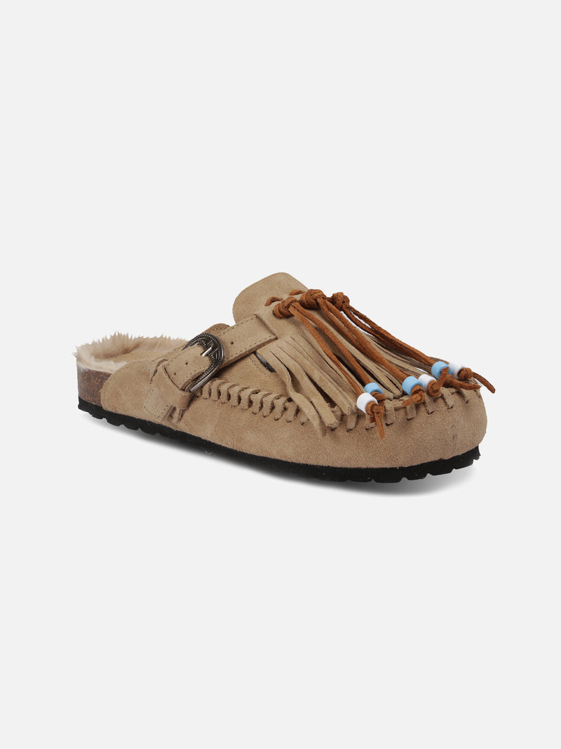 Beige suede clogs Caribe | TAJI SPECIAL EDITION