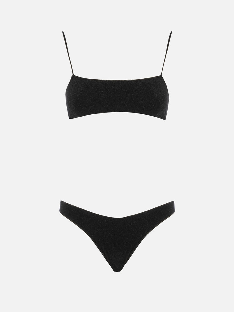 Schwarzer Damen-Bralette-Bikini aus Lurex Sadie Naomi