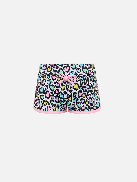 Girl beach shorts Coco with hearted animalier print - MC2 Saint Barth