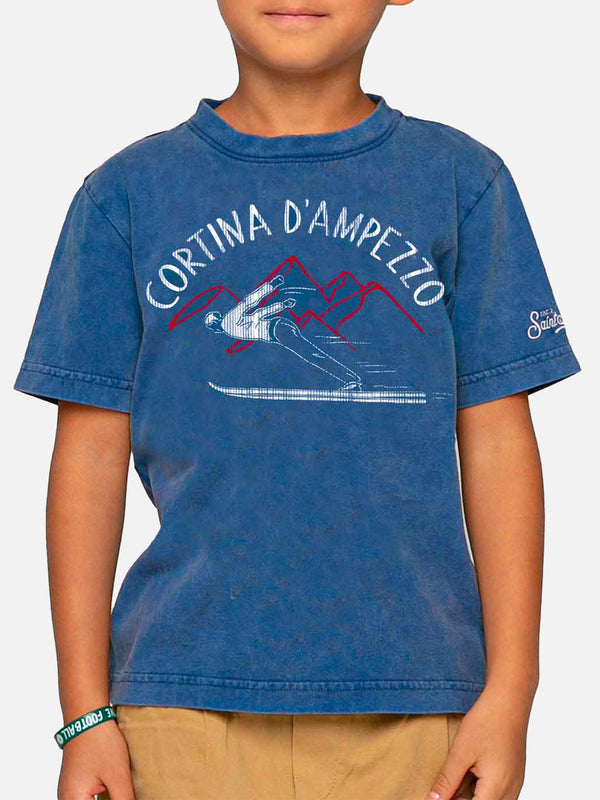 T-Shirt in cotone bluette Cortina d'Ampezzo