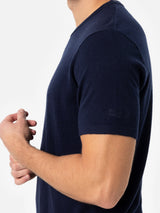 T-shirt da uomo in misto cashmere blu navy Scott