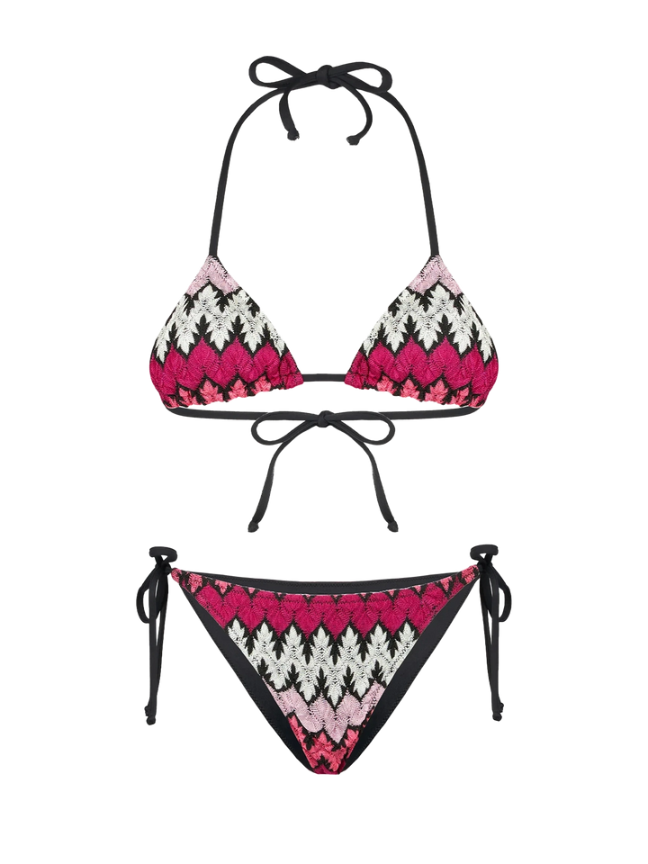 Woman chevron knitted triangle bikini