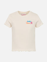 T-shirt da bambina a costine Serena Jr con ricamo Baby Star